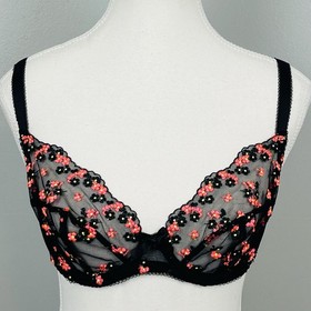 L&rsquo;Agent by Agent Provocateur Clementina Plunge black yellow & pink bra, 36C.