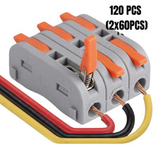 120PCS Wire Connectors Kit Lever Nuts Quick Splice 2x60PCS AWG 28-12