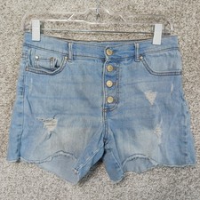 Jordache Shorts Womens 16 Distressed Denim High Rise Cutoff Button Fly Summer