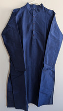 Kurta Punjabi Top Silk Blue Mandarin Neck Wedding Party Festive Wear Size 42