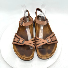 Birkenstock Bali Women Size 8 Black Oiled Leather Strap Buckle Sandal