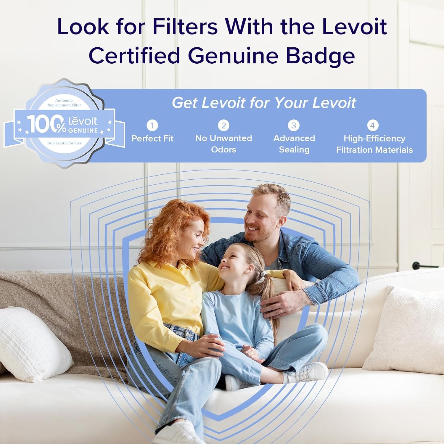 LEVOIT Air Purifier for Home Allergies Pet Hair in Bedroom, Covers Up White 