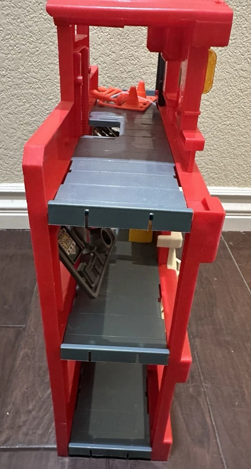 Kids Toy Fire Station Playset Red Gray Doors Lights Sound Action Pretend Play - Image 4 of 4