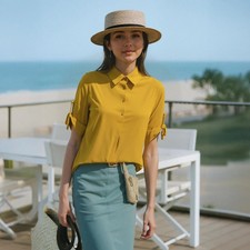 Blusa para mujer Pleione de manga corta con botones