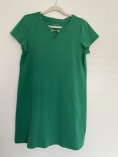 Talbots Kelly Green Dress Large 100% Cotton Short Casual Dress Short Sleeves