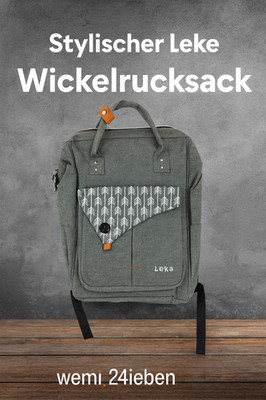 Leke Rucksack Wickelrucksack Grau Pfeil Design Make Life Easier fuer Eltern Uni