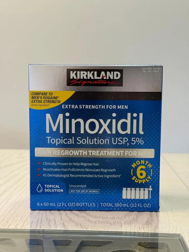 KIRKLAND Minoxidil 5% Extra Strength Men Hair Regrowth Solution 6 Month Supply - Image 3 of 4