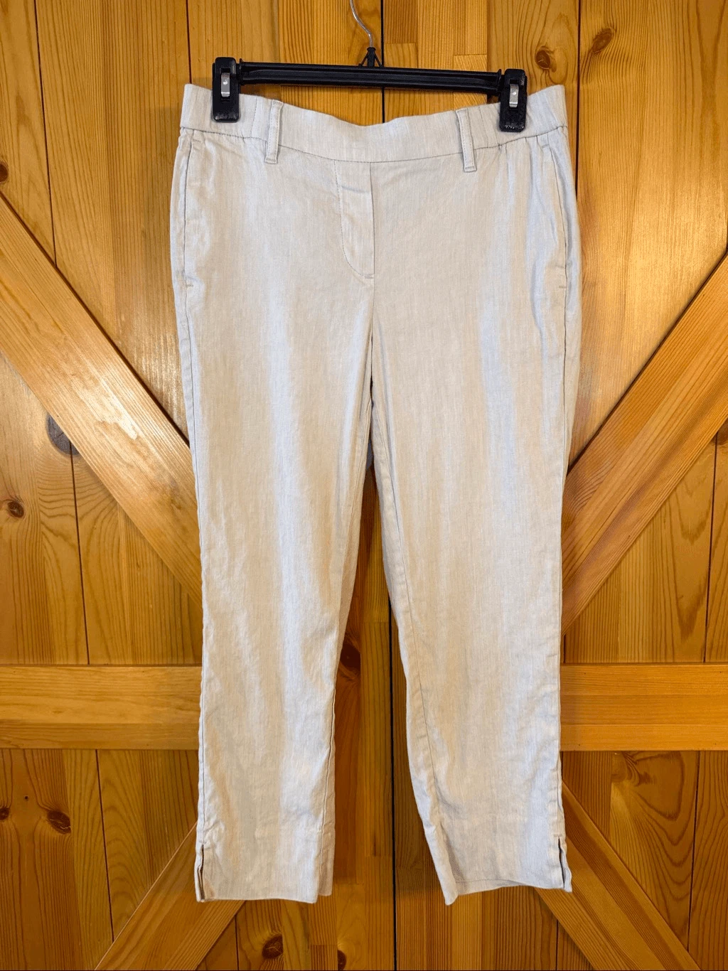 J. Jill Women’s Linen Blend Stretch Capri Pants Khaki Size SP (6639)