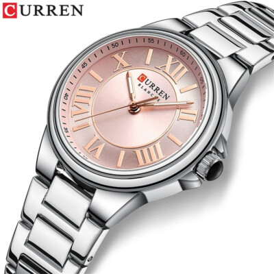 CURREN Damenuhr Elegante römische Ziffern Damenuhr Mädchen Stahl Armbanduhr