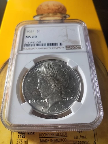 💰  Blueish 1924 Peace Dollar NGC MS 60