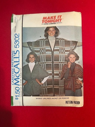 McCalls 5302, Größe S, Misses Jacke oder Poncho...SCHNITT, KOMPLETT - Bild 1 von 2
