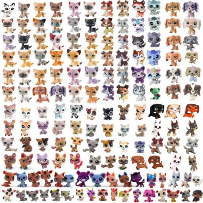 Random 3PC LPS Toys Figure Pack Cat and Collie Great Dane Cocker Spaniel  Dog