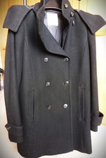 Esprit leichter Wollmantel schwarz M m. Kapuze abzippbar, TOPP- WOW! 2x getrag.