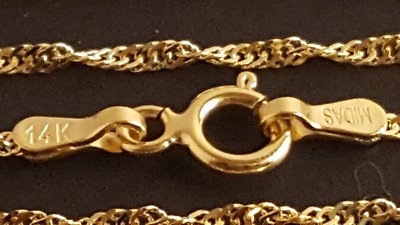 14K massives Gelbgold 1,40 mm Singapur Kette Halskette 16'', 18'', 20''.