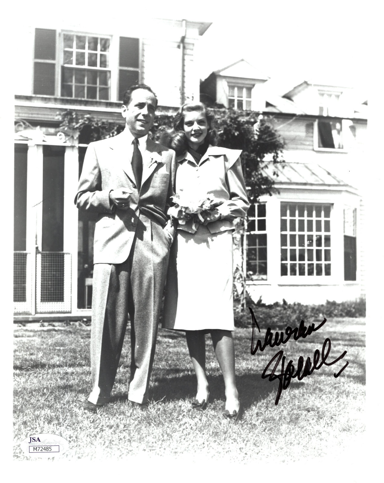 LAUREN BACALL HAND SIGNED 8x10 PHOTO WEDDING DAY WITH HUMPHREY BOGART ...
