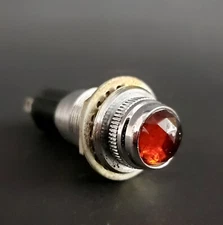 Vintage DRAKE Mfg. AMBER Facetted Cut Glass DASH PILOT Indicator LIGHT Long Bulb