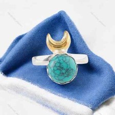 Blue Turquoise Gemstone Ring Handmade925 Silver Promise Mothers day Ring Jewelry