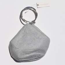 Olga Berg Ellie Crystal Mesh Ring Handle Bag Silver (sold By Anthropologie)