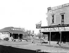 Gas Station / Pumps at Hotel, Osage Farms, Missouri - 1939 - Vintage Photo Print