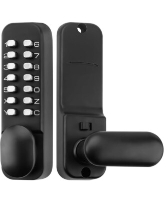 100% Mechanical Keyless Door Locks with Keypad  Combination with Handle BLACK