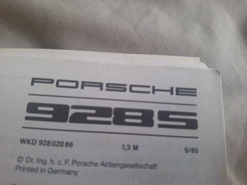 Porsche 1985 Owner's Driver Manual book 928S 928 S S2 WKD92802086 Handbook 310PS - Picture 3 of 4