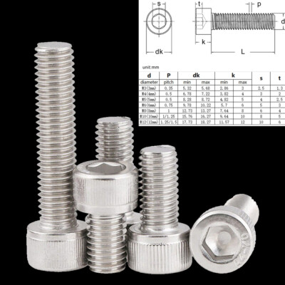 10~100PCS M6 Stainless Steel Allen Hexagon Bolt Socket Cap Screws Head DIN912