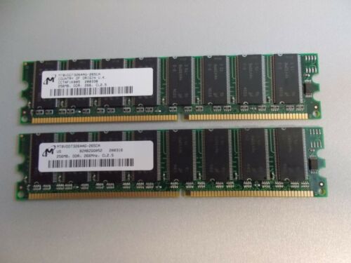 2 Micron MT8VDDT3264AG-265CA DDR 256MB PC-2100 Non ECC 266Mhz RAM Memory, #SU211 - Bild 1 von 1