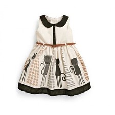 Baby Girls Cat Spring Birthday Brown Sleeveless Party Kids winter autumn Dress