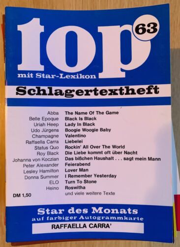 Top Schlagertextheft #63 mit Starlexikon 1977 Sammlungsauflösung Musikverlag Han - Bild 1 von 1