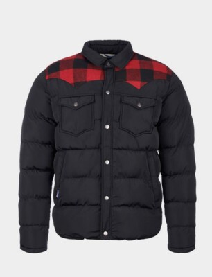 Penfield Herren Daunenjacke Rockford schwarz Tartan rot 60/40 Primaloft gesteppt