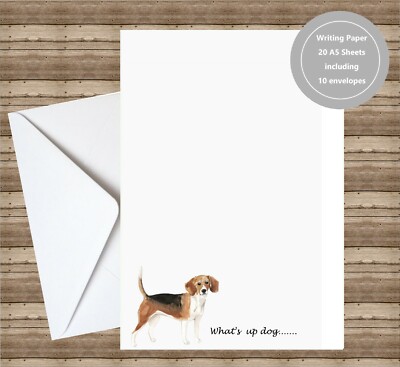 Beagle Hund Schreib Notizpapier mit Umschlägen Handarbeit Basteln