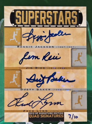 2012 SP Signature /10 REGGIE JACKSON/JIM RICE/DUSTY BAKER/FRED LYNN Quad Auto