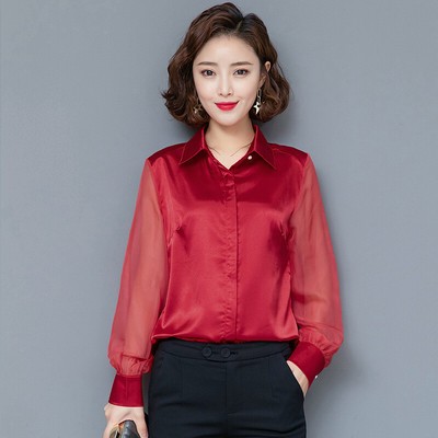 satin business blouse