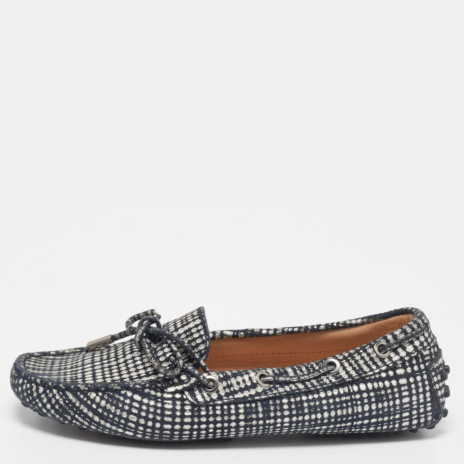 TOD’S Mocassini con fiocco in pelle scamosciata argento nero testurizzata Tod's taglia 36