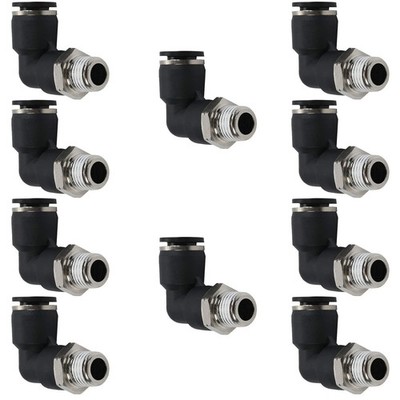 10 PCS Pneumatic Male Elbow 3/8'' Tube OD x 1/4'' NPT 90 Degree Air Fitting