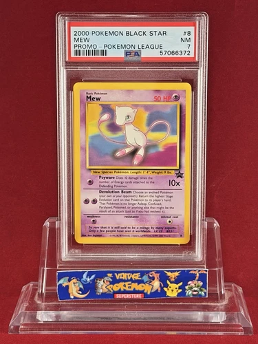 2000 Black Star Promo Pokemon League Mew Card #8 PSA 7