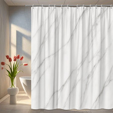 Elegant White Marble Shower Curtain for Modern Bathroom Decor