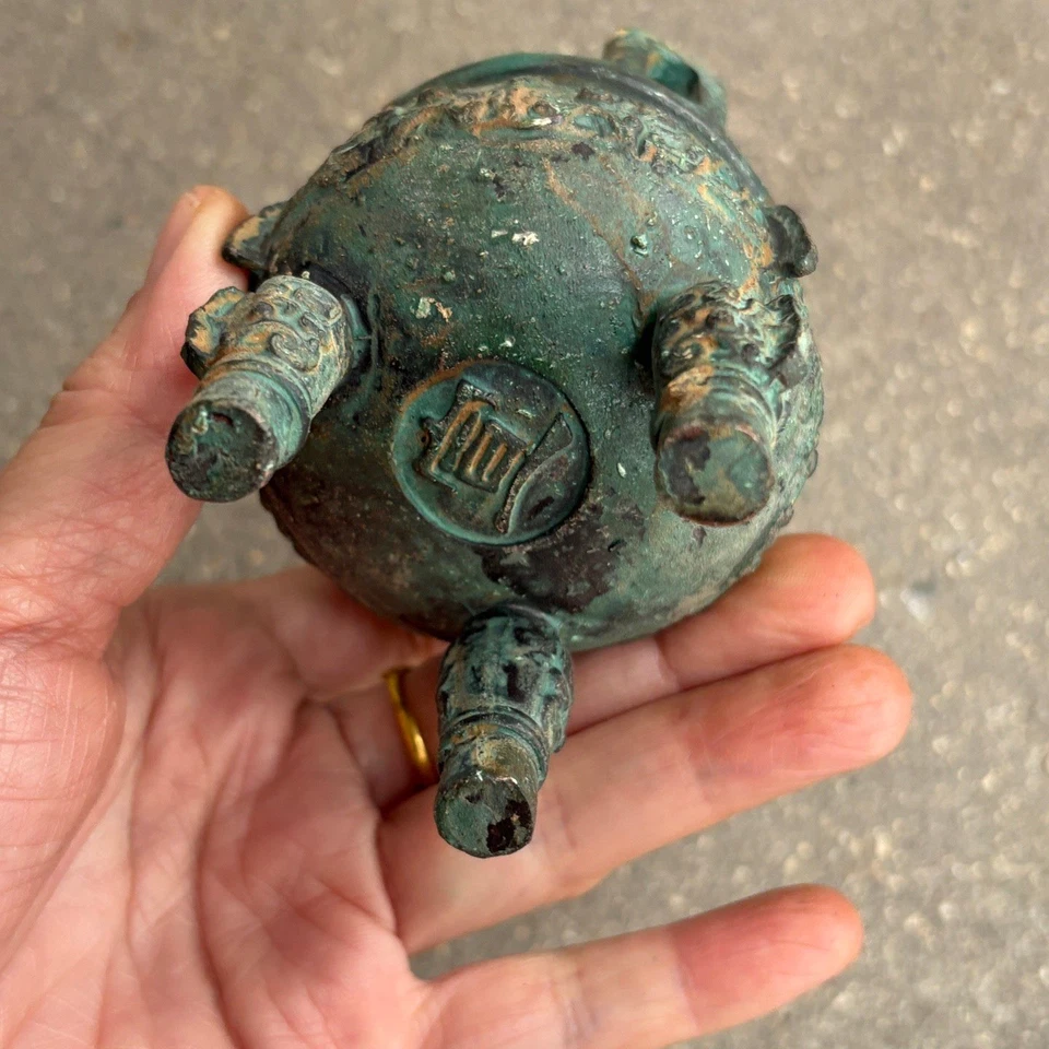 3,6"" XUANDE Antigua dinastía china período sacrificio 宣德 quemador de incienso incensario Foto 3 de 4