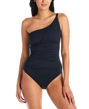 Bleu by Rod Beattie Women's Lets Get Twisted One-Shoulder Ruched Swimsuit, 14