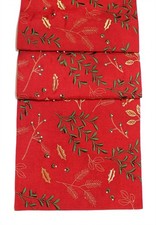 Berry Beads Christmas Embroidered Holly Leaves & Pine Branchs Table Runner 14"