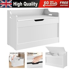 2 in 1 Wooden Toy Box Kids Storage Bench Seat Safety Close Chest Home Décor Box