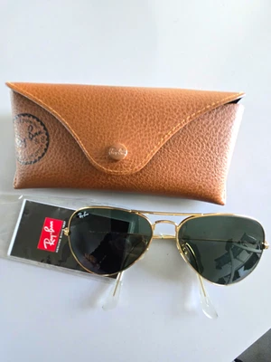 Ray-Ban Aviator Large Metal Pilot Sunglasses Gold Frame Green Polarised Glass