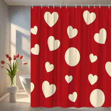 Charming Red Heart Shower Curtain for Romantic Bathroom Decor