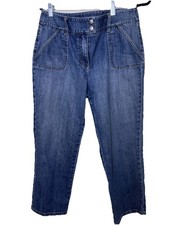 Talbots Women  s Denim Double-Button Ankle Stretchy Cotton Dark Wash Size 8