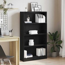 Image of 4-Tier Bookcase Black Oak 80x24x143 cm Engineered Wood