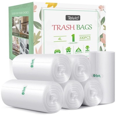 1 Gallon 330 Counts Strong Trash Bags Garbage Bags by , Bathroom Trash Can Bin L