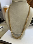 VTG Retro 24” YELLOW GOLD PLATED BEADED NECKLACE - Costume Jewelry