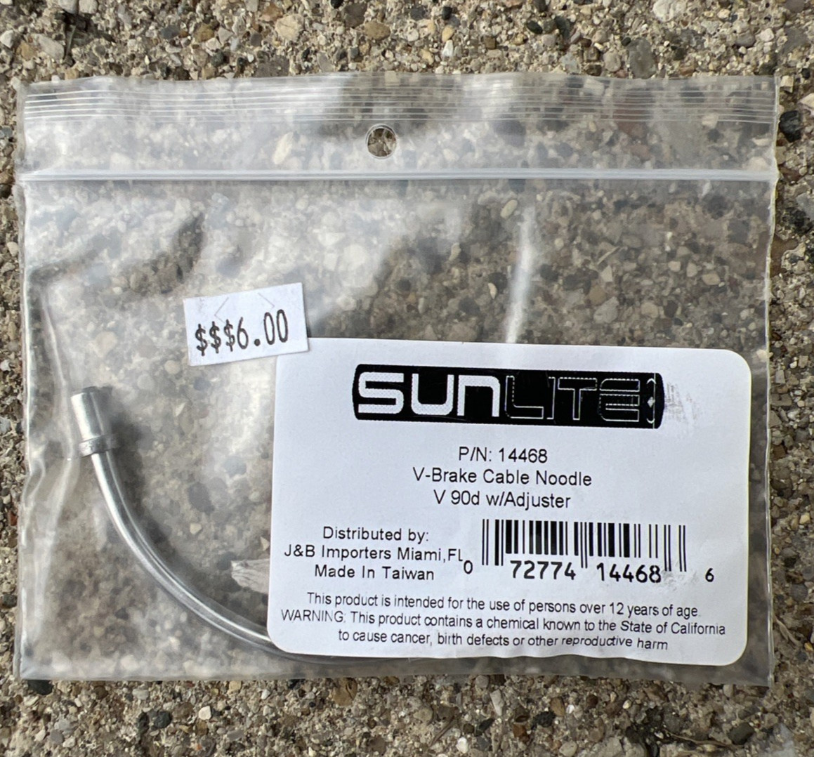 Sunlite 14468 V-Brake Cable Guide Noodle 90 Degree Steel Bicycle