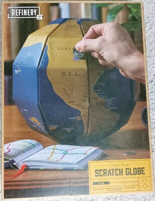 BNIB Refinery 3D Scratch Off Globe World Travels Interactive Map DIY Gift