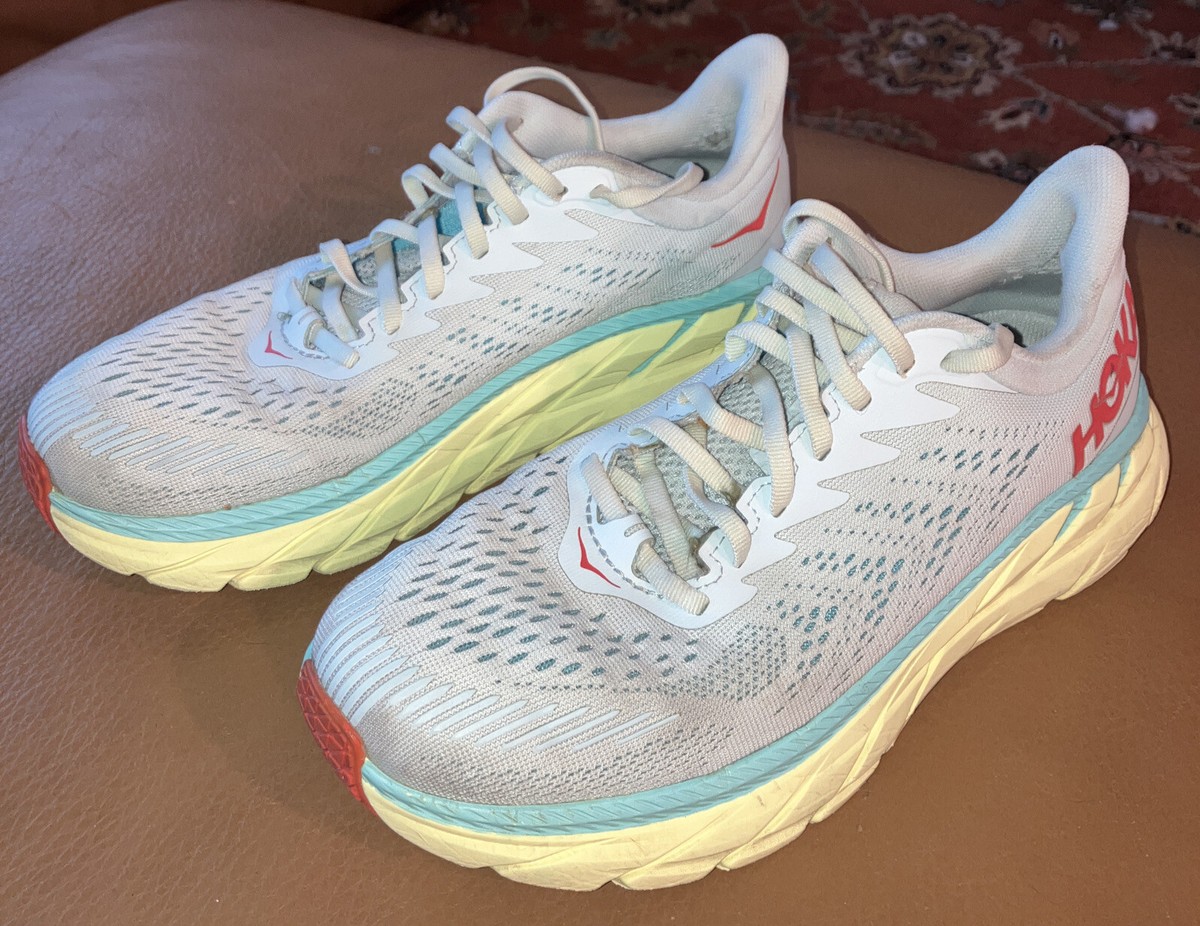 HOKA One One Women's Clifton Seafoam/Yellow Mesh Athletics Size
